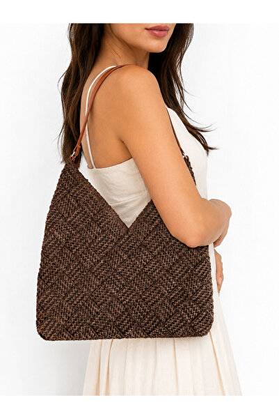 whisperpro Dark Brown Wicker Knitted Stylish and Elegant Women's Shoulder Bag...