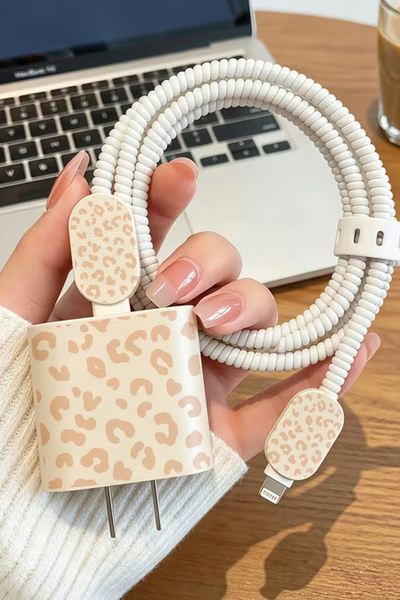 WANNA PROTECT iPhone 18W/20W/25W Deri Görünümlü Şarj Aleti Koruyucu Şarj Kabl...