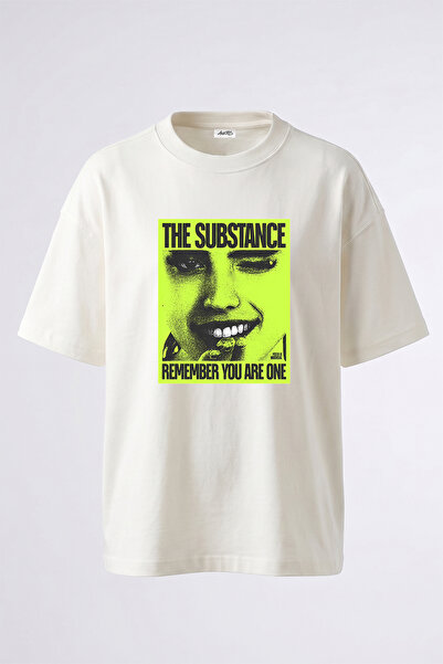 Anetos Punk Portrait Design Printed Oversize White T-Shirt