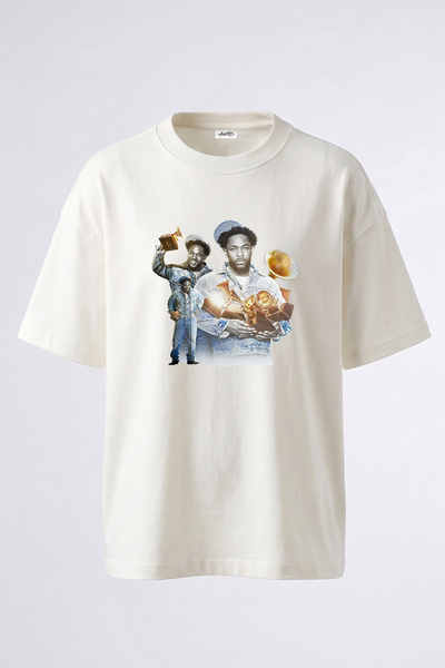 Anetos Metro Boomin Design Printed Oversize White T-Shirt
