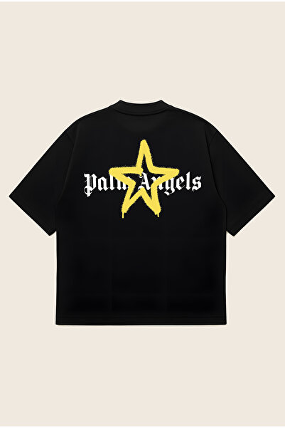 Moon Dancer Tricou unisex Palm Angels Yellow Star Edition, imprimat, croială ...