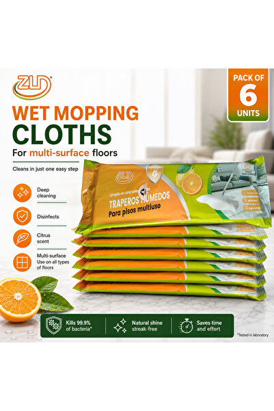 ZLT 6 Packs of Lemon Floor-Cleaning Wet Wipes 10 Pieces in One