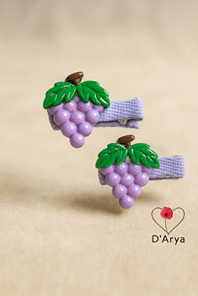 Darya D’Arya Handmade Purple Grape Figured 2-Piece Girls' Snap Hair Clips – C...
