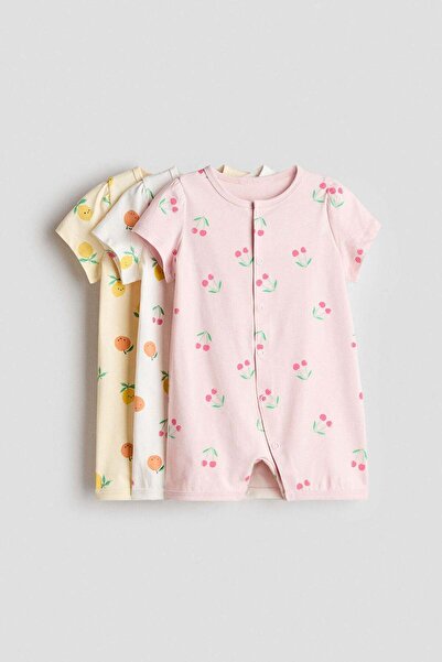 H&M 3-pack short cotton sleepsuits