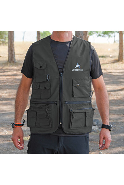 SAVEX Action Dört Mevsim Çok Cepli Outdoor Spor Yelek Haki