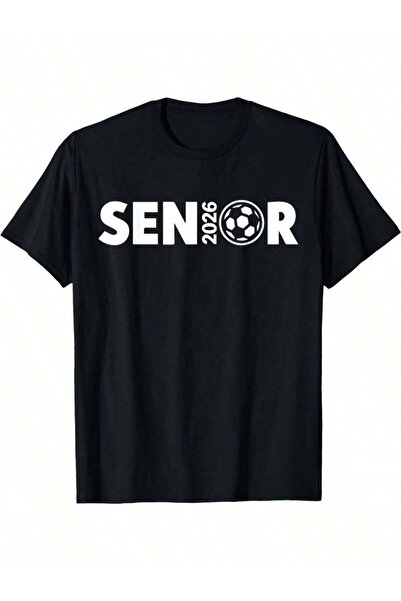 01THEONE قميص تي شيرت جرافيك SEN 2026 أسود أنيق برقبة دائرية مع تصميم نص أبيض...