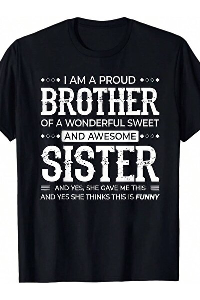 Astogria13 Men'S Sibling Quote T-Shirt - "I Am Proud Brother Of A Wonderful S...