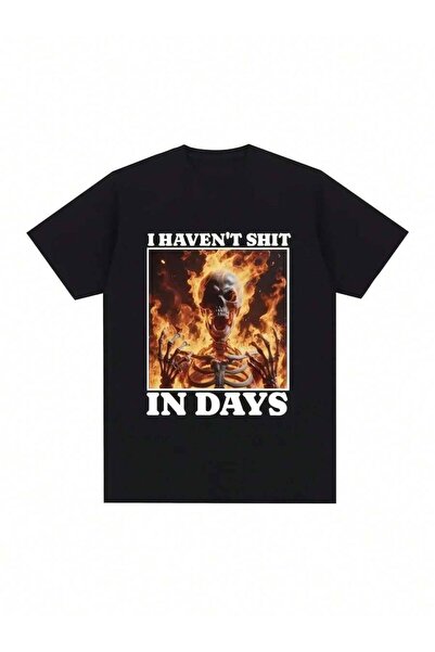 23ERVA Men'S T-Shirt With A Humorous Meme Print Saying, 'I Haven'T Pooped Day...