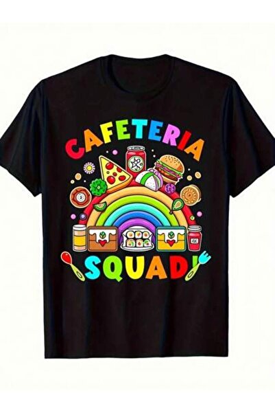 799 Cafeteria Squad School Lunch Crew T-Shirt Funny Food Rainbow Graphic With...