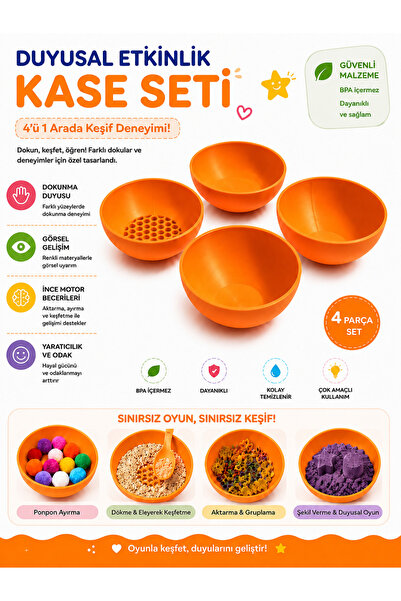 Major Hobi 4-Piece Sensory Play Bowl Set 85 mm Montessori Activity Bowl Senso...