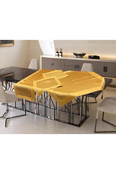 Linea Home Σετ τραπεζομάντηλου σατέν ζακάρ 7 τεμαχίων με τουνισιανό περίγραμμ...