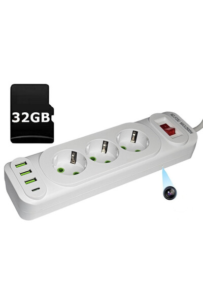 OnShop Camera Ascunsă în Prelungitor, WiFi, Full HD, 32GB, Alb, Set cu Manual...
