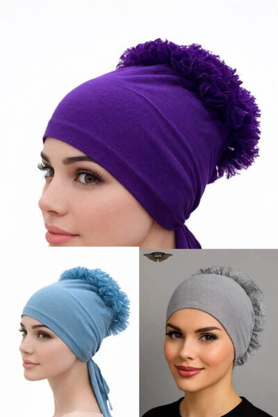 ALDAIYR 3 Pcs Ruffle Bonnet Hijab Bonnet