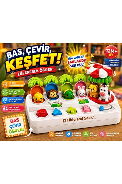 scntoys Eğitici Hayvanlı Pop-Up Aktivite Oyuncağı | Basmalı Motor Beceri Geli...
