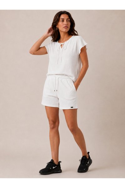 just wear zt Women's Tie-Detail Blouse Shorts Set