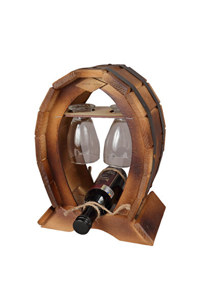 LimArt Set Cadou Artizanal, Suport din Lemn Tip Butoi cu Mini-Sticla de Vin (...