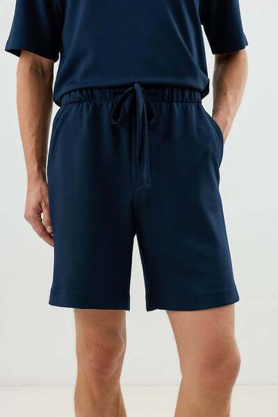 Antioch Navy Blue Elastic Waist Men's Shorts