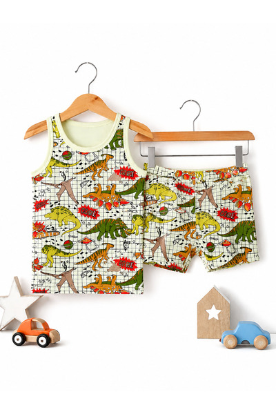 elmas kids Boy's Cotton Dino Patterned Athlete Boxer Set
