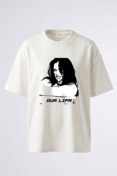 Anetos Dua Lipa_3 dizajn, štampana oversize bela majica