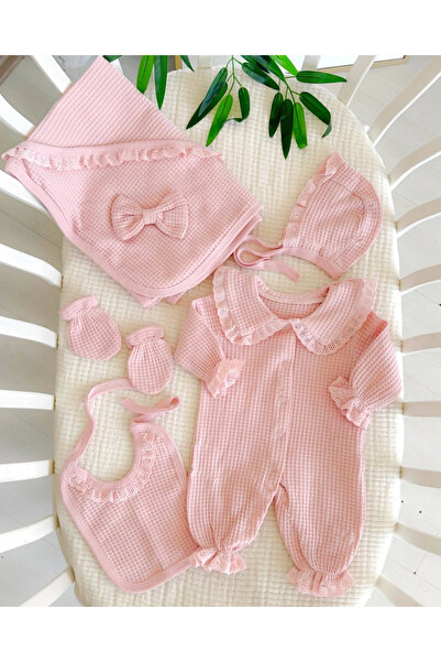 hümabebe طقم مكون من 5 قطع لحديثي الولادة بتفاصيل نسيجية على شكل قرص العسل