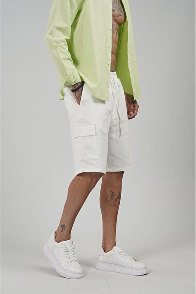 Butik Trend Biz Linen Cargo Pocket Men's Shorts