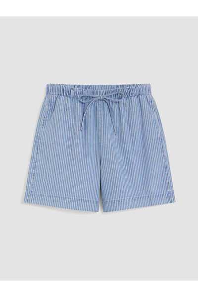 LC Waikiki TRENDLUCKY شورت جينز نسائي مخطط بخصر مطاطي