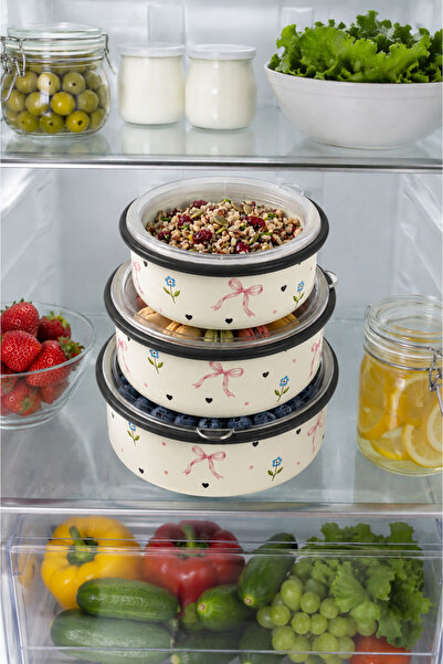 İnci Emaye No. 14 - 16 - 18 Enameled Storage Container Set of 3