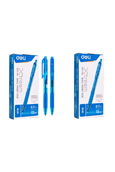 Deli Ball Point Pen Q21-BL Mini Tip 0.7mm Blue Ink, Retractable, Soft Grip, P...