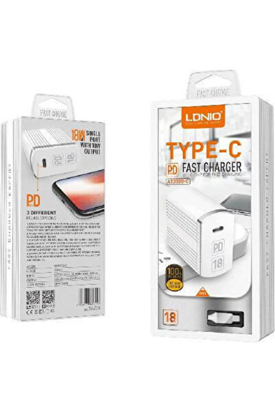 LDNIO Φορτιστής με Θύρα USB-C και Καλώδιο USB-C 18W Power Delivery Λευκός (A1...