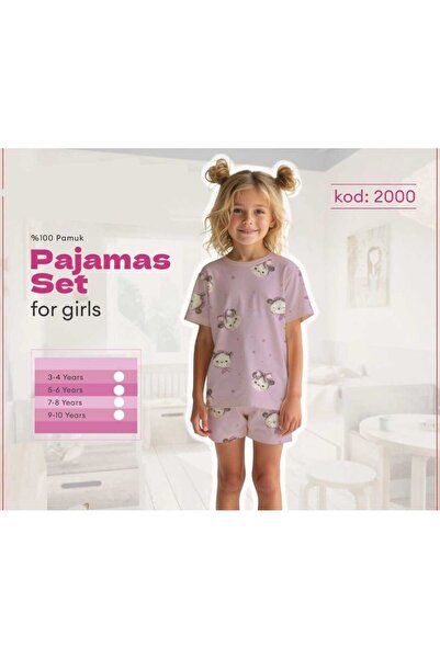 MS KİDS Teddy Bear Patterned Girls' Pajama Set