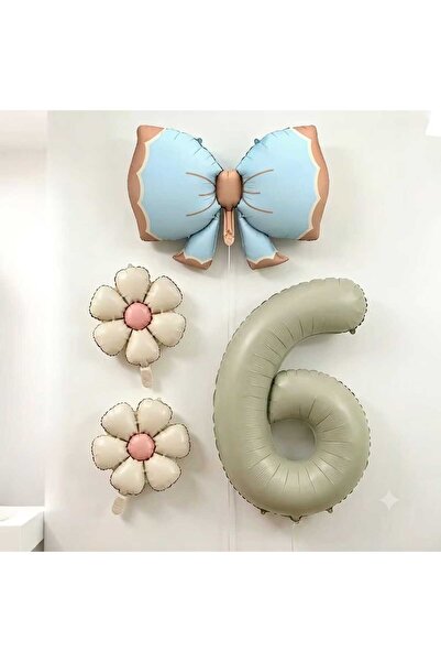 ÇITIPITISTORE Blue Bow Cream Number Birthday Party Age Celebration Set