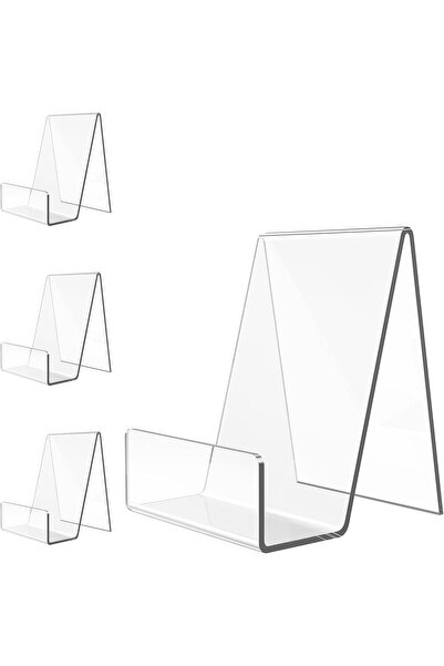 Arabest 4 Pcs Acrylic Book Stand,4 Inch Clear Acrylic Display Easel,Transpare...