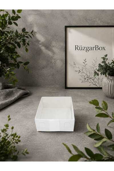 RUZGARBOX 7x7x3 cm Asetat Kapaklı Beyaz Hediye Kutusu 100'lü Paket