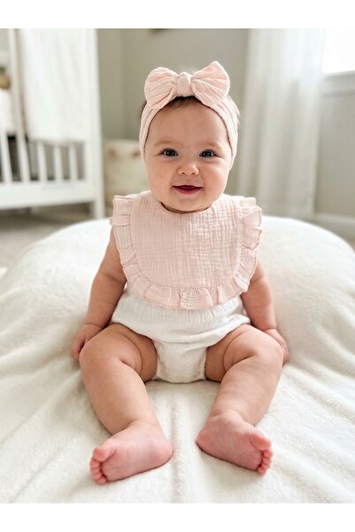 Babyqlo Cute Pink Baby Bib Headband Set