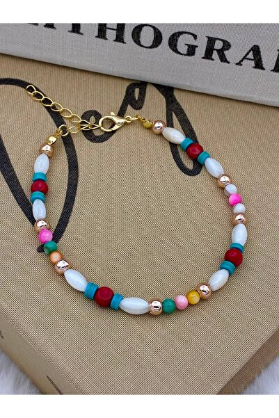 Hedef Bijuteri Gold Color White Barley Model Pearlescent, Mixed Color Beaded ...