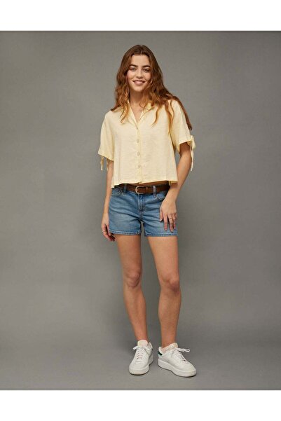 AMERICAN EAGLE AE Linen-Blend Button-Up Shirt