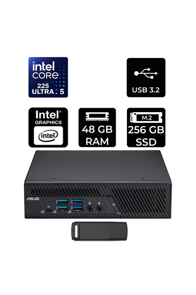 ASUS ExpertCenter PB64 Core Ultra 5 225 48GB RAM 256GB SSD FreeDOS PB64-B50060MHP326 Mini Masaüstü Bilgisayar + PER4 USB BELLEK