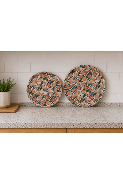 Zucci Home Set of 2 Leather Non-Slip Decorative Round Trays |   Coffee Tea Pr...
