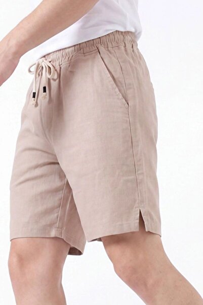 EXSPORT Men's Hawaiian Linen Shorts with Slits and Side Pockets