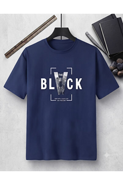 KOZİA OUTDOORS Erkek BLACK baskılı bisiklet yaka oversize penye tişört