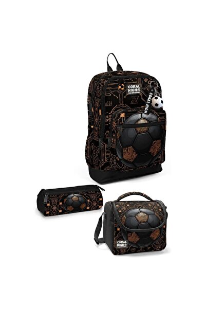Coral High Football Patterned 3-Piece School Bag Set 33217