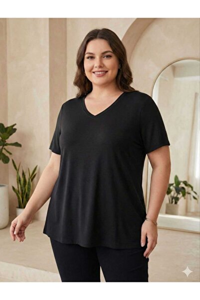 Generic Brand Plus Size Lycra Viscose Combed Cotton V-Neck Blouse