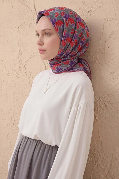 Silk Home Soft Scarf Floral Line Gray 90X90