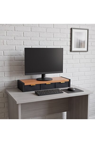 Nokta Lab Ergonomik Çekmeceli Monitör Yükseltici Stand - Monitor Riser With D...