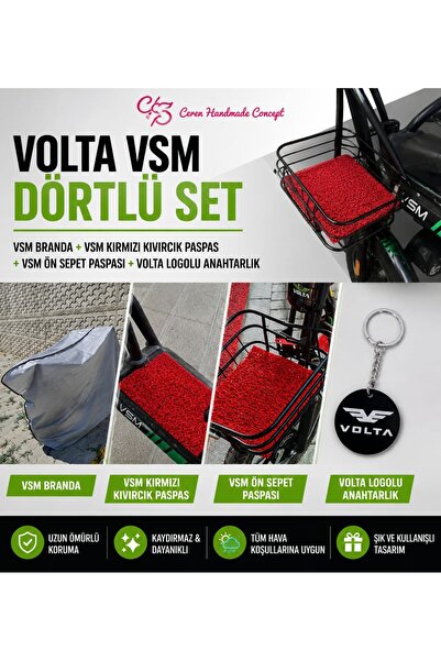 Volta Vsm Dörtlü Set Branda + Kırmızı Kıvırcık Paspas + Ön Sepet Paspası + Lo...
