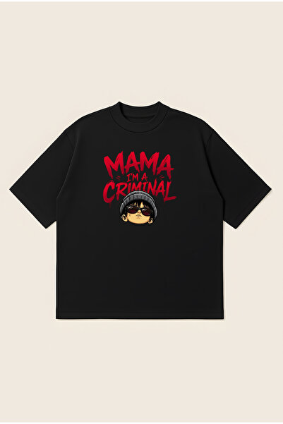 Moon Dancer Μπλουζάκι με στάμπα "Mama Im A Criminal", Oversize Boxy Cut, Unis...