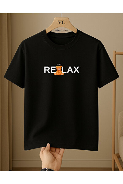 VİVA LORA Relax Printed 100% Cotton Crew Neck Regular Unisex T-Shirt