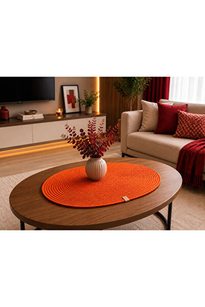 ÖRGÜM Runner 65X40 cm Wicker Look Oval Multi-Purpose Cover