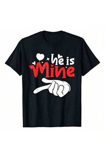 45 BPM تي شيرت مطبوع عليه عبارة "He Is Mine Matching Couples Funny Valentine'...