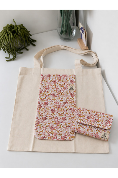 ERGULA Foldable Floral Patterned Cloth Bag – 100% Cotton Fabric with Organize...
